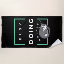 FUNNY CAT BUSY TUT NICHTS STRANDTUCH