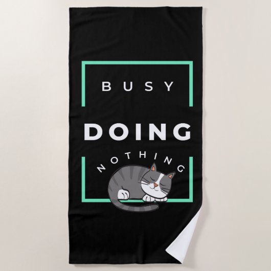 FUNNY CAT BUSY TUT NICHTS STRANDTUCH (Vorderseite)