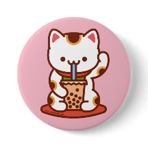 Funny Cat - Button - MANEKI-NEKO BOBA KIT-TEA