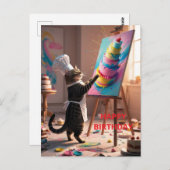 Funny Cat Cake Cake Happy Birthday Grußkarte Postkarte (Vorne/Hinten)