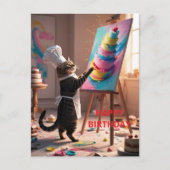Funny Cat Cake Cake Happy Birthday Grußkarte Postkarte (Vorderseite)