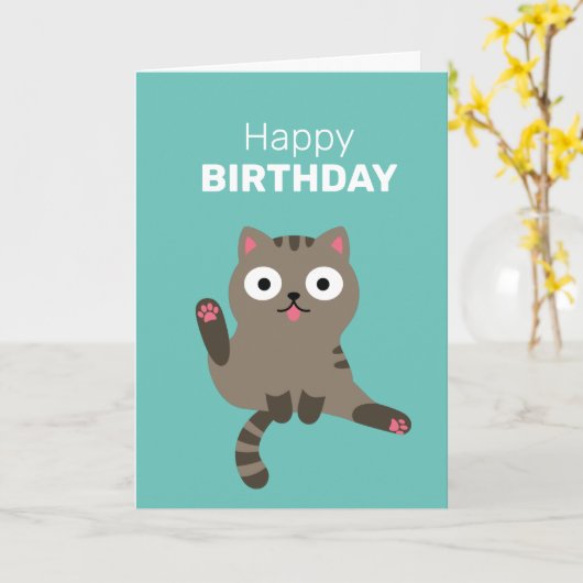 Funny Cat Card Karte (Gelbe Blume)