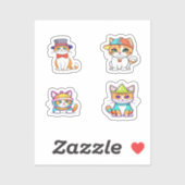 Funny Cat Cartoon Art 4 Pack Stickers Aufkleber (Blatt)