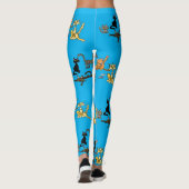 Funny Cat Cartoon Blue Leggings (Rückseite)