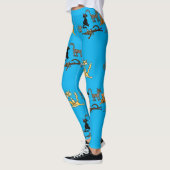 Funny Cat Cartoon Blue Leggings (Links)