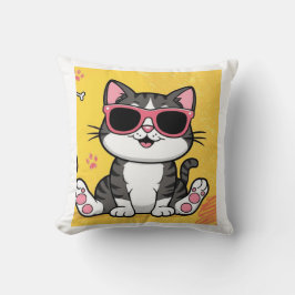 Funny Cat Cartoon Katze mit Sonnenbrille Kissen