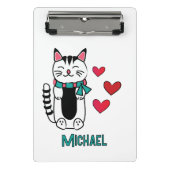 Funny Cat Cartoon Personalized Back to School Mini Klemmbrett (Vorderseite)