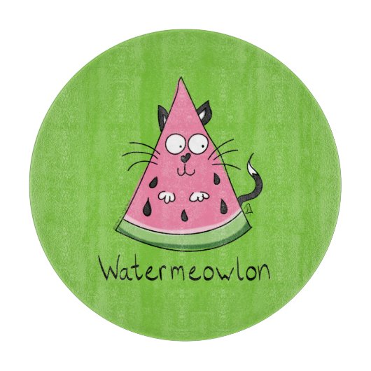 Funny Cat Cartoon Watermelon Kinder Schneidebrett (Vorderseite)