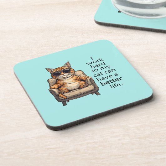 Funny Cat - Cat Boss Hard Plastic Untersetzer (Linke Seite)