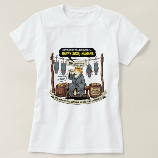 Funny cat celebrating 2026T-Shirt T-Shirt (Design vorne)