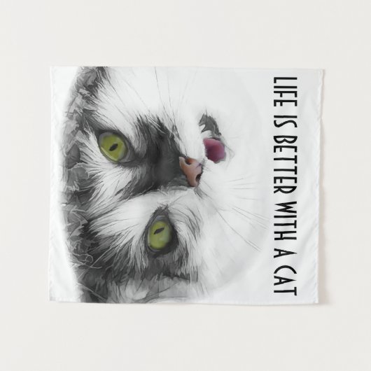 Funny Cat charming Wandteppich (Vorderseite (Horizontal))