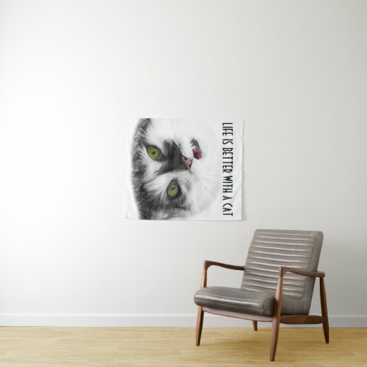 Funny Cat charming Wandteppich (Beispiel (Horizontal))