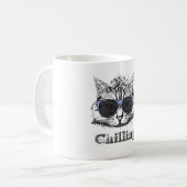 Funny Cat Chilling mit Niedlicher Sonnenbrille Kaffeetasse (Vorderseite Links)