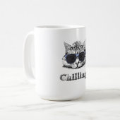 Funny Cat Chilling mit Niedlicher Sonnenbrille Kaffeetasse (Vorderseite Links)