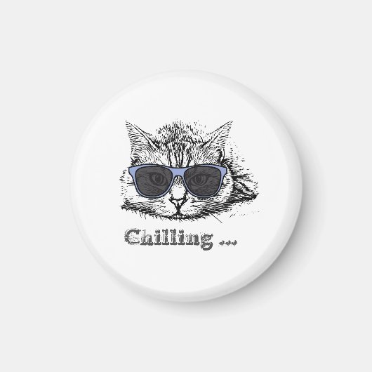 Funny Cat Chilling mit Niedlicher Sonnenbrille Magnet (Vorne)