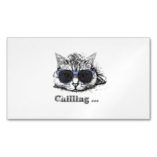 Funny Cat Chilling mit Niedlicher Sonnenbrille     Magnetische Visitenkarte