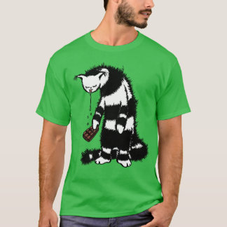 Funny Cat Chocolate Lover - Tinte Gezeichnet Drool T-Shirt