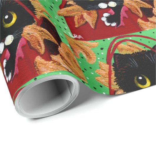 Funny Cat Christmas Art Geschenkpapier (Rolleneckpunkt)