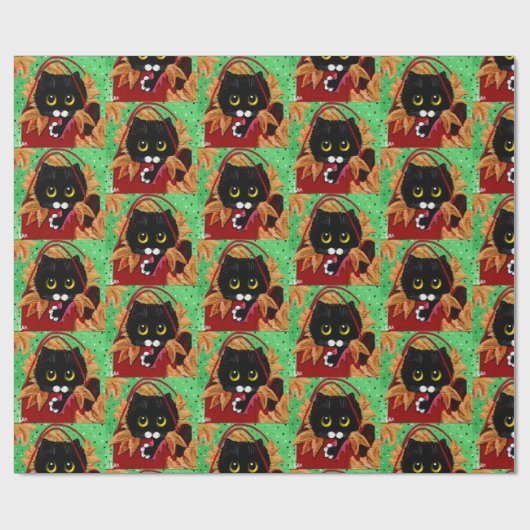 Funny Cat Christmas Art Geschenkpapier (Flach)