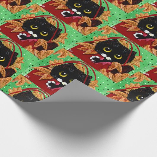 Funny Cat Christmas Art Geschenkpapier (Ecke)