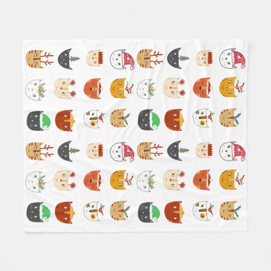 Funny Cat Christmas Blanket Fleecedecke (Vorderseite (Horizontal))