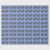 Funny Cat Christmas Blue Wrapping Paper Geschenkpapier (Flach)