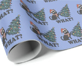 Funny Cat Christmas Blue Wrapping Paper Geschenkpapier (Rolleneckpunkt)