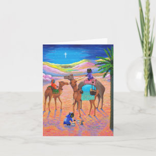 Funny Cat Christmas Camel Wise Men Creationarts Feiertagskarte