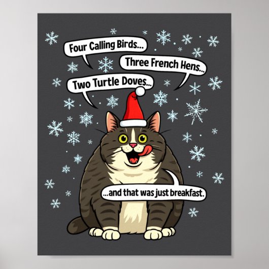 Funny Cat Christmas Carol Meme Merch Santa Hat Kit Poster (Vorne)