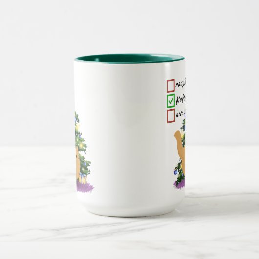 Funny Cat Christmas Checklist Tasse (Zentrum)