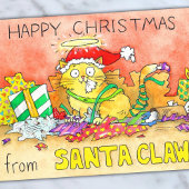 Funny Cat Christmas Grußkarte Karte
