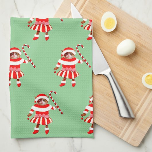 Funny Cat Christmas Holiday Gift Geschirrtuch (Viertel Falte)