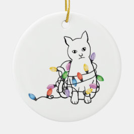 Funny Cat Christmas Holiday  Keramik Ornament