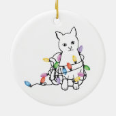 Funny Cat Christmas Holiday  Keramik Ornament (Hinten)
