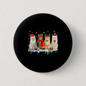 Funny Cat Christmas Lights Reindeer Santa Xmas Kit Button (Vorderseite)