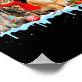 Funny Cat Christmas Lights Reindeer Santa Xmas Kit Poster (Ecke)