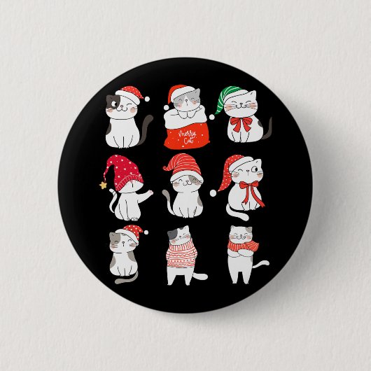 Funny Cat Christmas Niedlich Kitten für wen Lieben Button (Vorderseite)