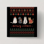 Funny Cat Christmas Pub - Katze Weihnachten Button (Vorderseite)