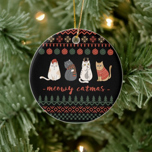 Funny Cat Christmas Pub - Katze Weihnachten Keramik Ornament (Baum)