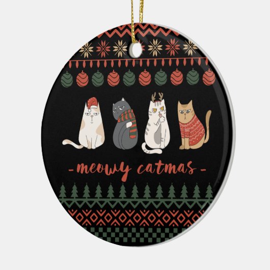 Funny Cat Christmas Pub - Katze Weihnachten Keramik Ornament (Links)