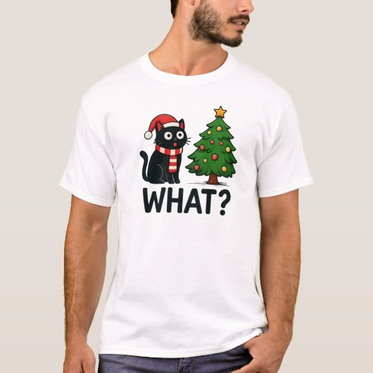 Funny Cat Christmas Shirt - "What Christmas Tree?" (Vorderseite)