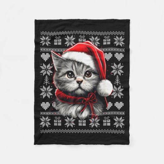 Funny Cat Christmas Shirts Men Women Cats Lover Ug Fleecedecke (Vorderseite)
