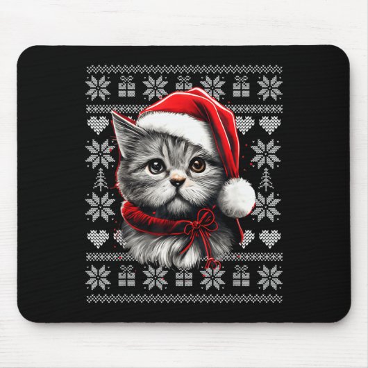 Funny Cat Christmas Shirts Men Women Cats Lover Ug Mousepad (Vorne)