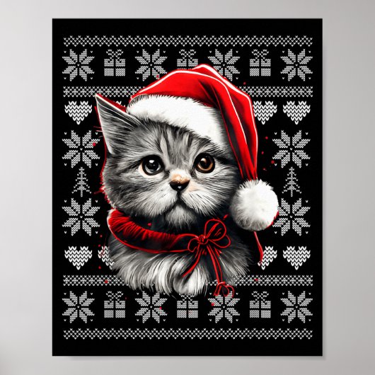 Funny Cat Christmas Shirts Men Women Cats Lover Ug Poster (Vorne)