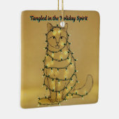 Funny Cat Christmas Tangled in Lights Keramikornament (Rechts)
