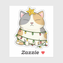 Funny Cat Christmas Tree Aufkleber