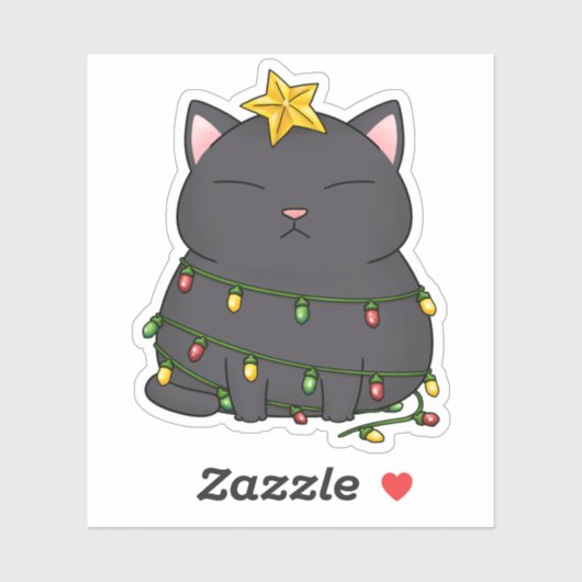 Funny Cat Christmas Tree Aufkleber (Blatt)