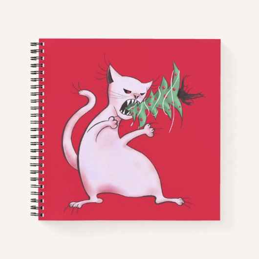 Funny Cat Christmas Tree Eater Holiday Notizbuch (Vorderseite)