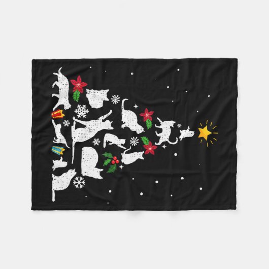 Funny Cat Christmas Tree For Men Women Kids Fleecedecke (Vorderseite (Horizontal))