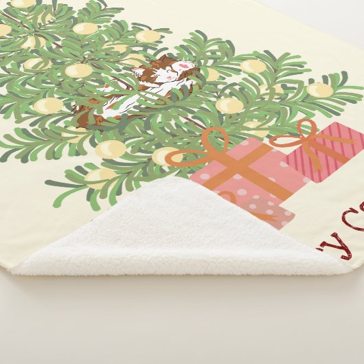 Funny Cat & Christmas Tree Merry Catnaps! Creme Sherpadecke (3/4)